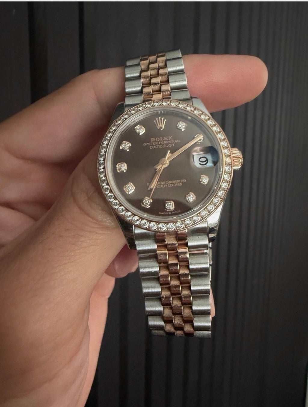 Rolex Datejust Chocolate Diamond Dial 278381RBR Factory Diamond Bezel 31mm B&P