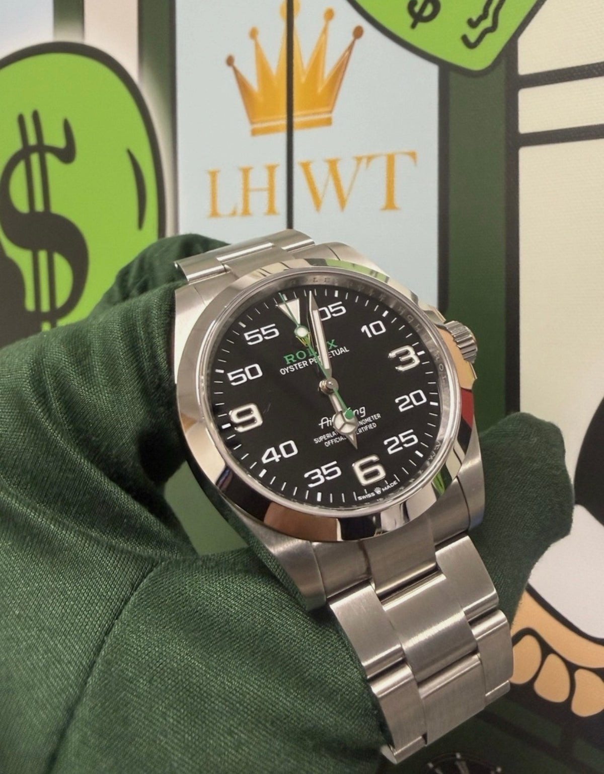 Partial Stickers! Rolex Air-King 40mm Black Watch - 126900 Full Set