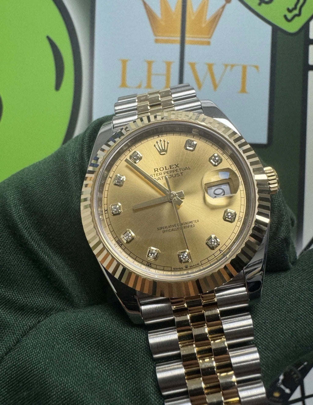 Rare UK FULL SET Rolex Datejust 41 Champagne Diamond Watch - 126333 Jubilee