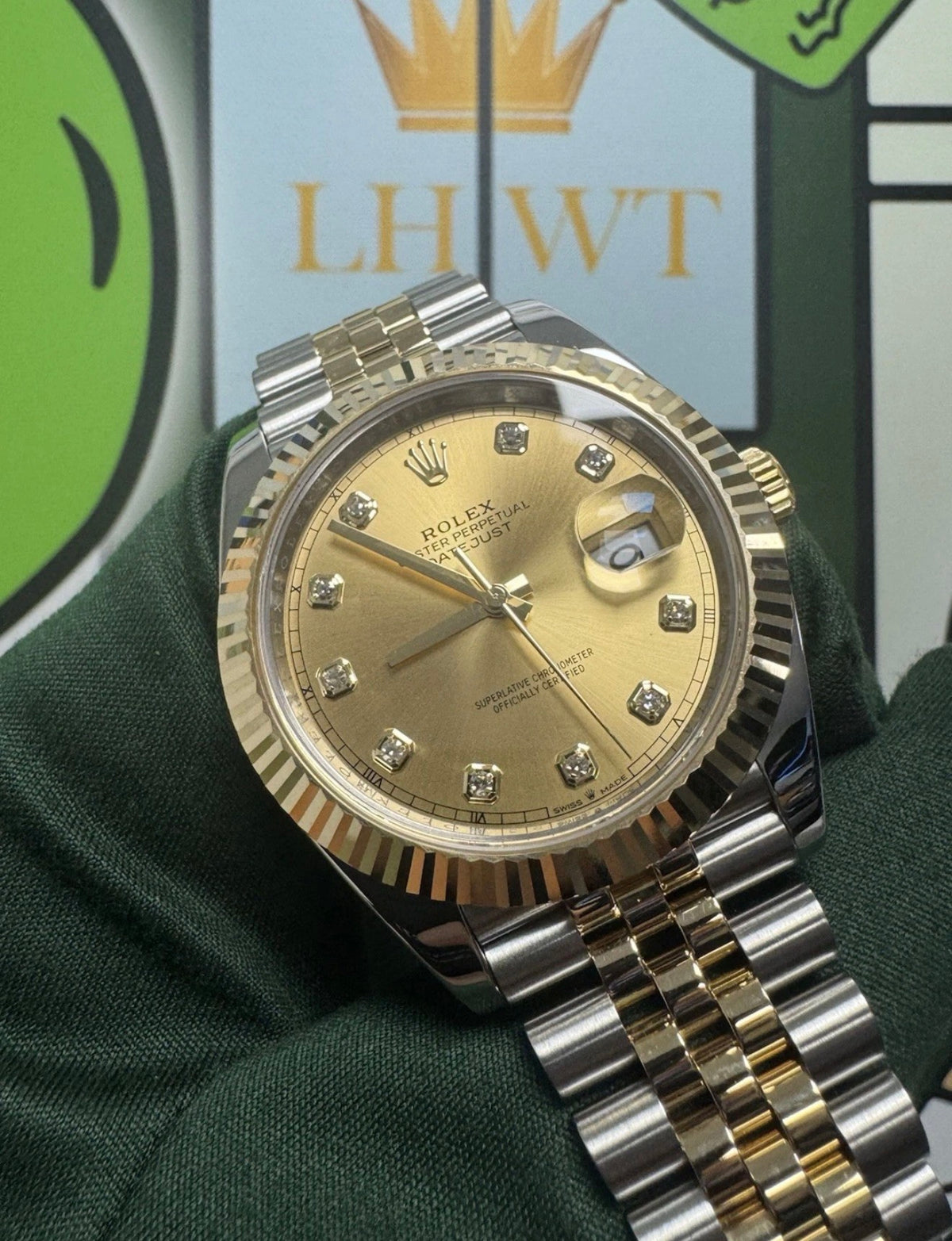 Rare UK FULL SET Rolex Datejust 41 Champagne Diamond Watch - 126333 Jubilee