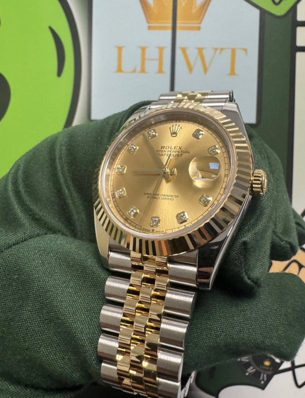 Rare UK FULL SET Rolex Datejust 41 Champagne Diamond Watch - 126333 Jubilee