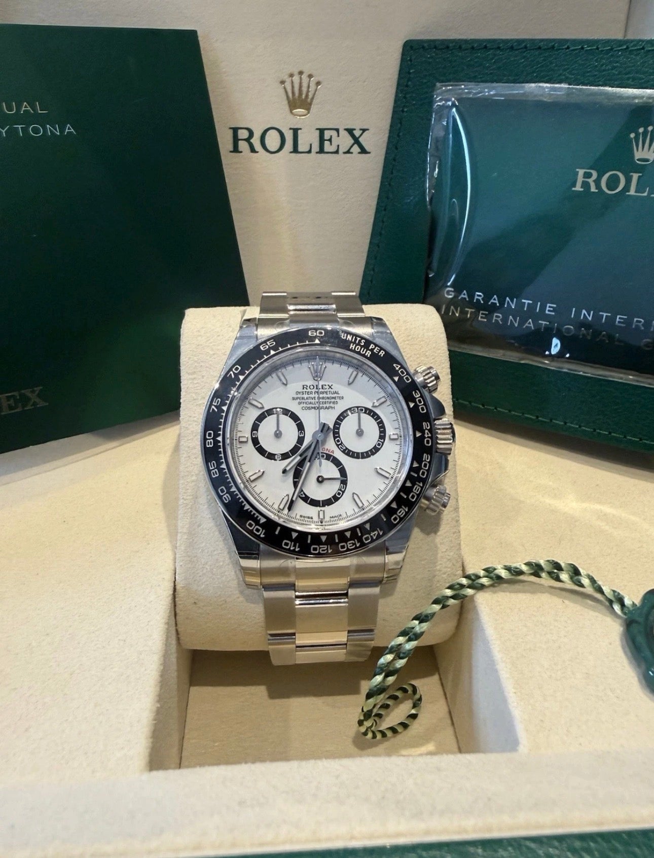 ‘Rare Stickered! Rolex Daytona 126500LN Panda 40mm Oystersteel case & White dial