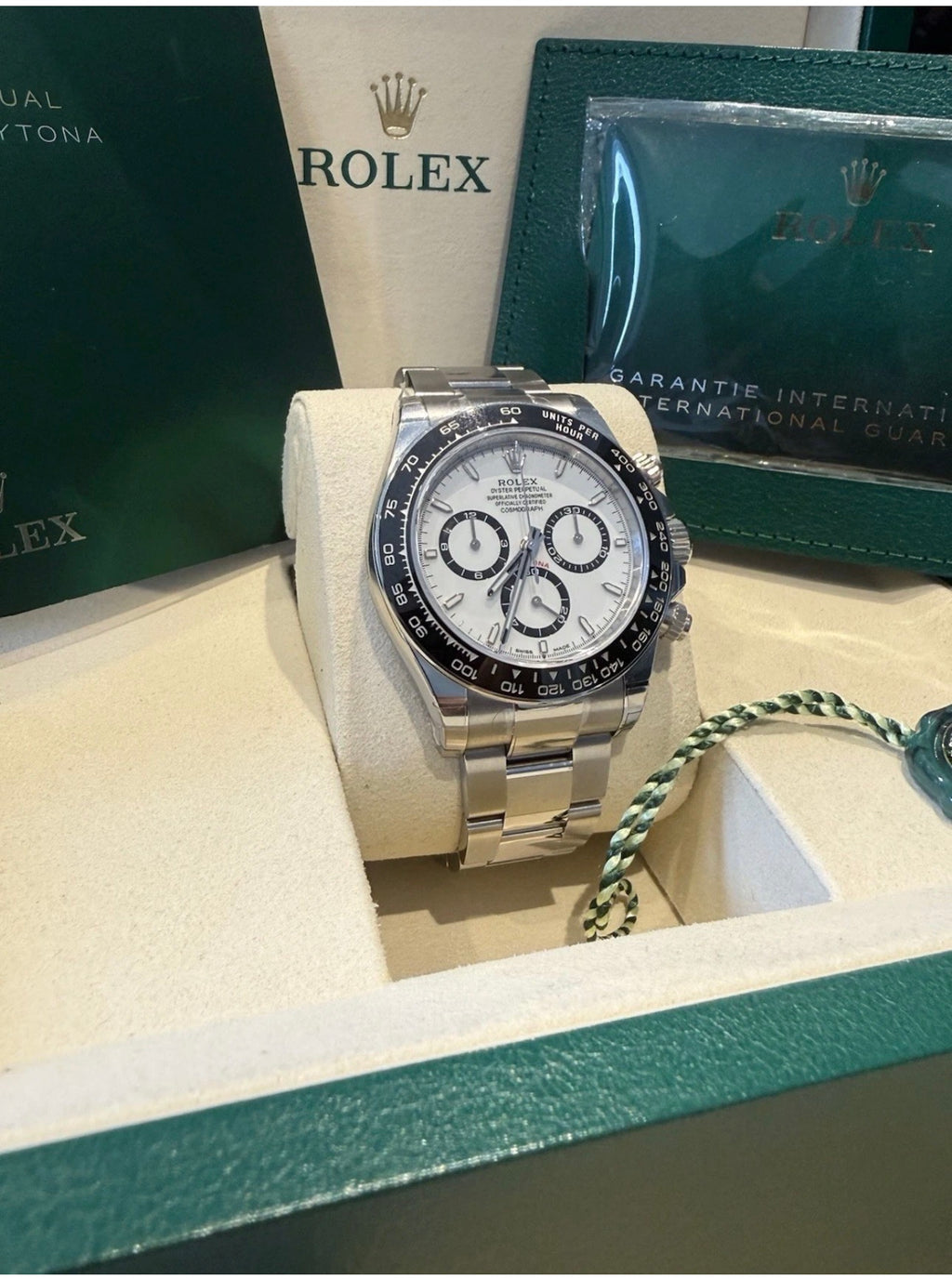‘Rare Stickered! Rolex Daytona 126500LN Panda 40mm Oystersteel case & White dial