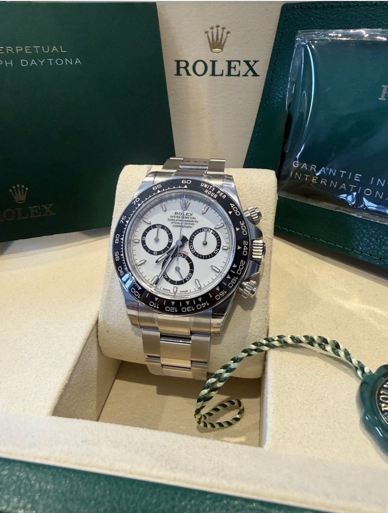 ‘Rare Stickered! Rolex Daytona 126500LN Panda 40mm Oystersteel case & White dial