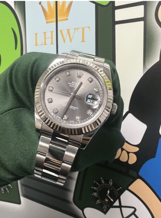 Rolex Datejust ii 116334 41 mm Rhodium Diamond Dial Steel Oyster 2017 Full Set