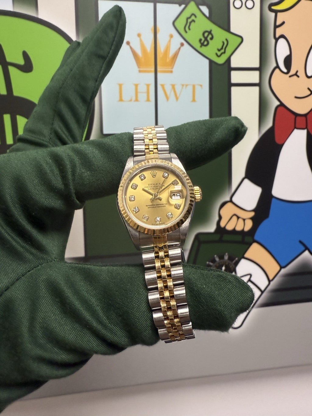 Rolex Ladies Datejust 26mm 79173 Factory Champagne Diamond Dial, Steel & Gold