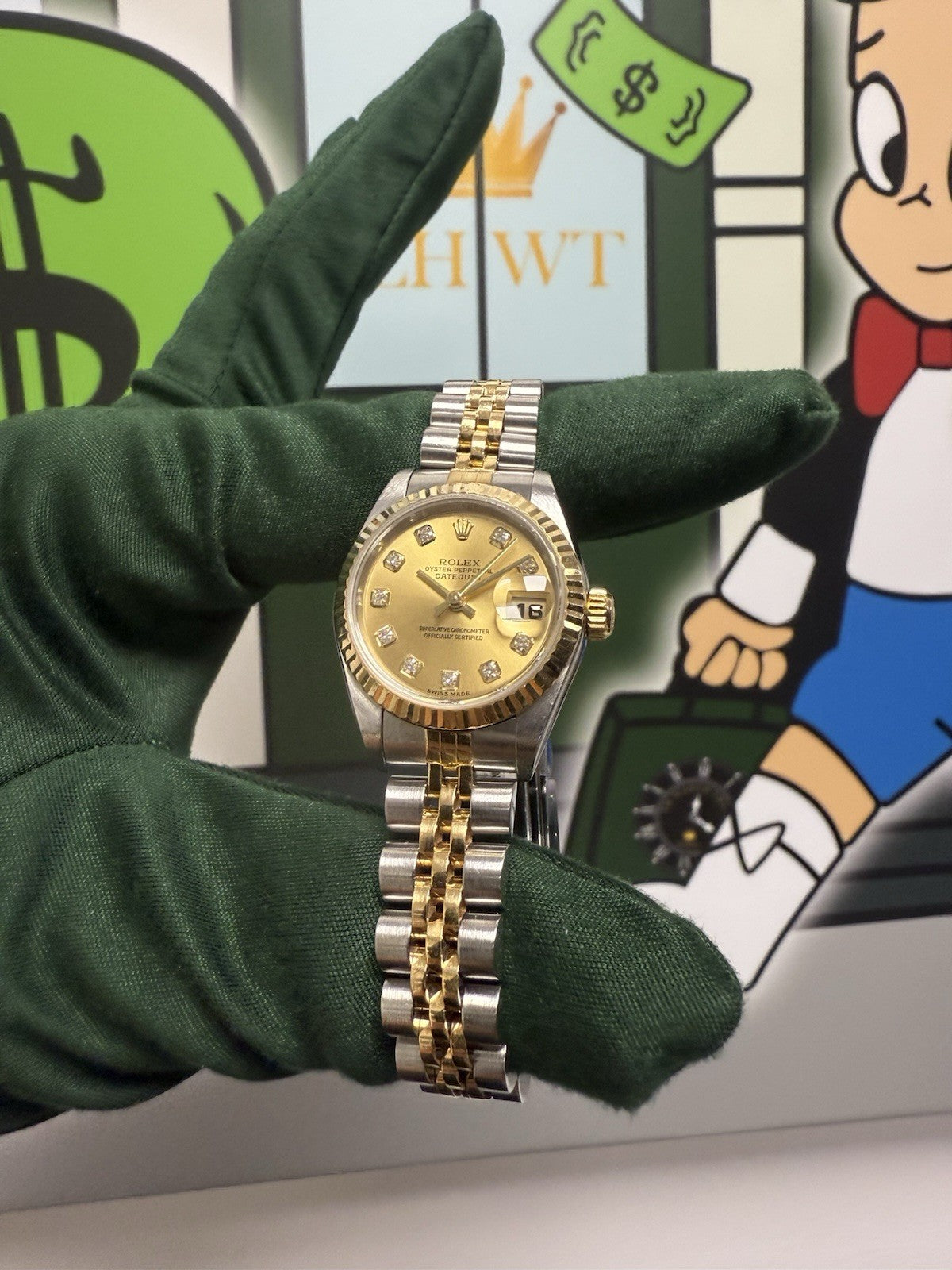 Rolex Ladies Datejust 26mm 79173 Factory Champagne Diamond Dial, Steel & Gold