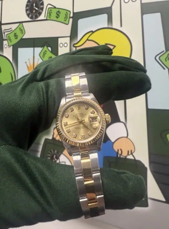 Rolex Ladies 26mm Factory Diamond Champagne 69173 Oyster