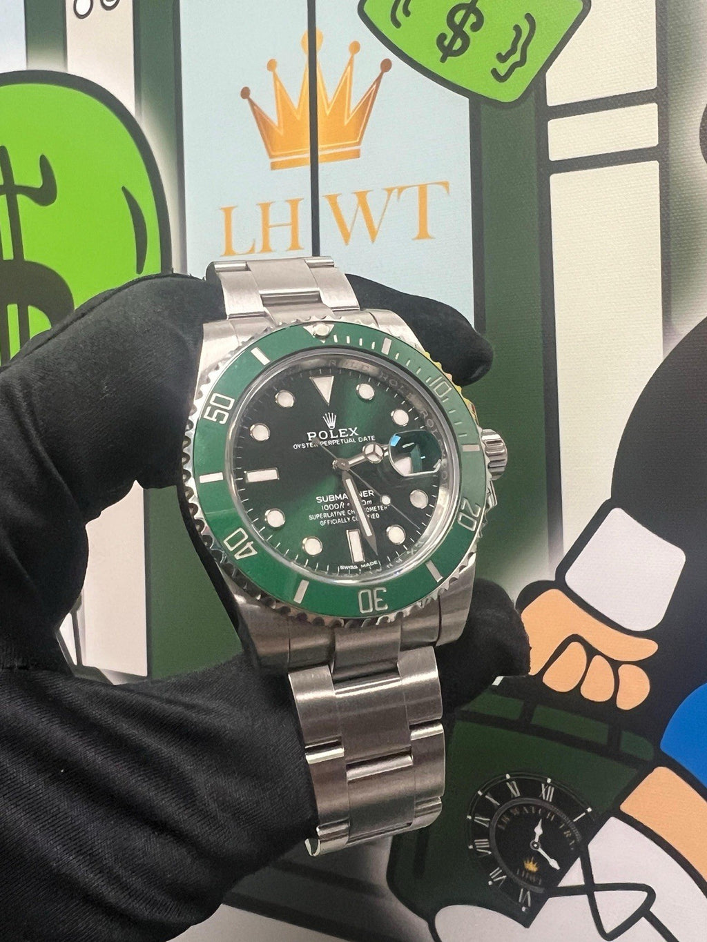 Rolex Submariner Green Hulk Mark iii 3 Stainless Steel Bracelet Watch 116610LV