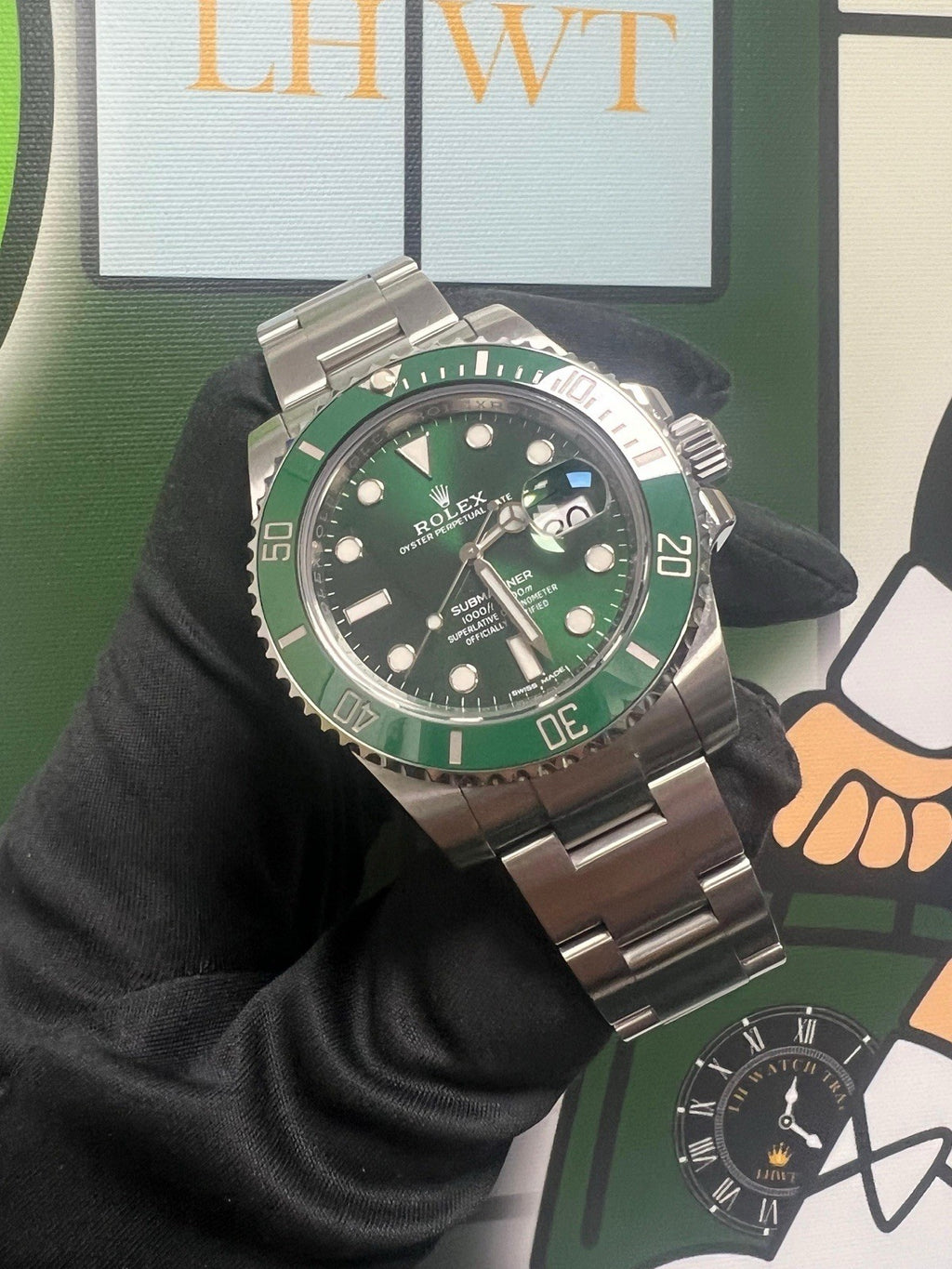 Rolex Submariner Green Hulk Mark iii 3 Stainless Steel Bracelet Watch 116610LV