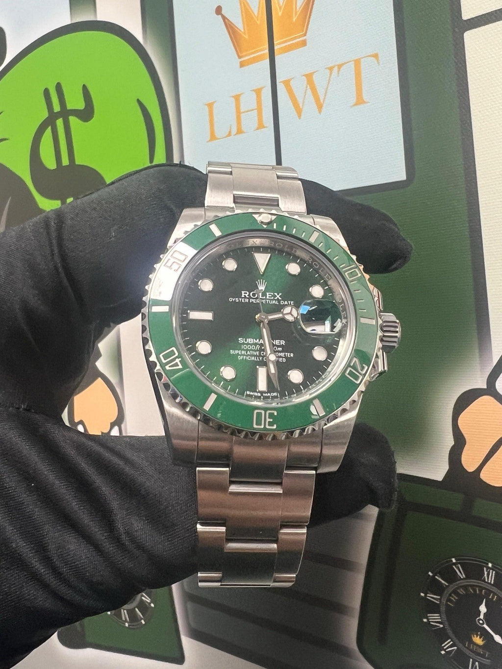 Rolex Submariner Green Hulk Mark iii 3 Stainless Steel Bracelet Watch 116610LV