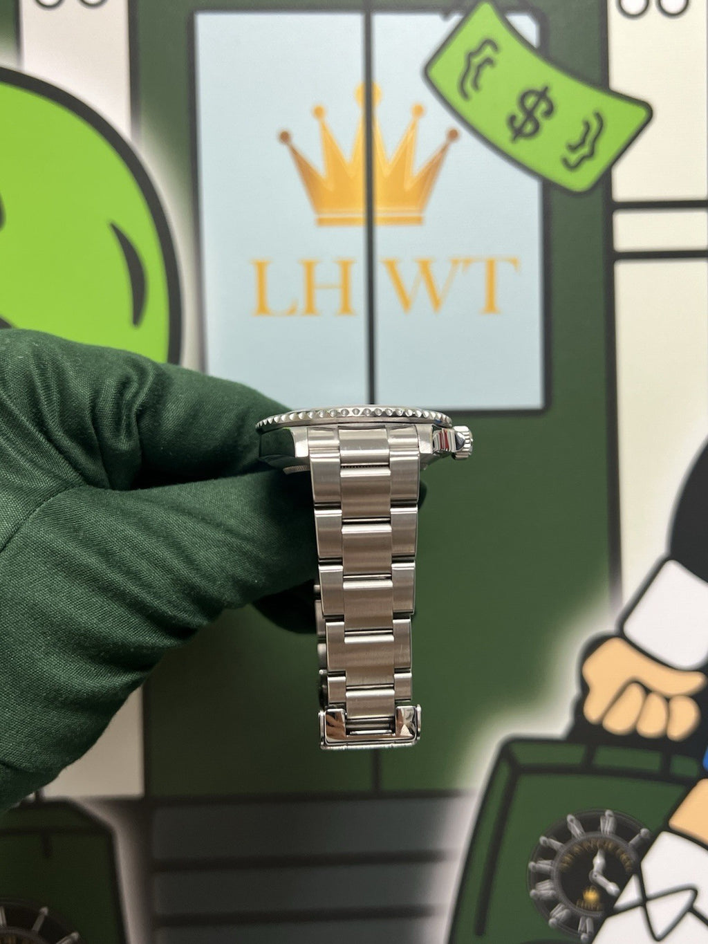 Rolex Submariner Rare Kermit V Serial Engraved Rehault Watch - 16610LV Full Set