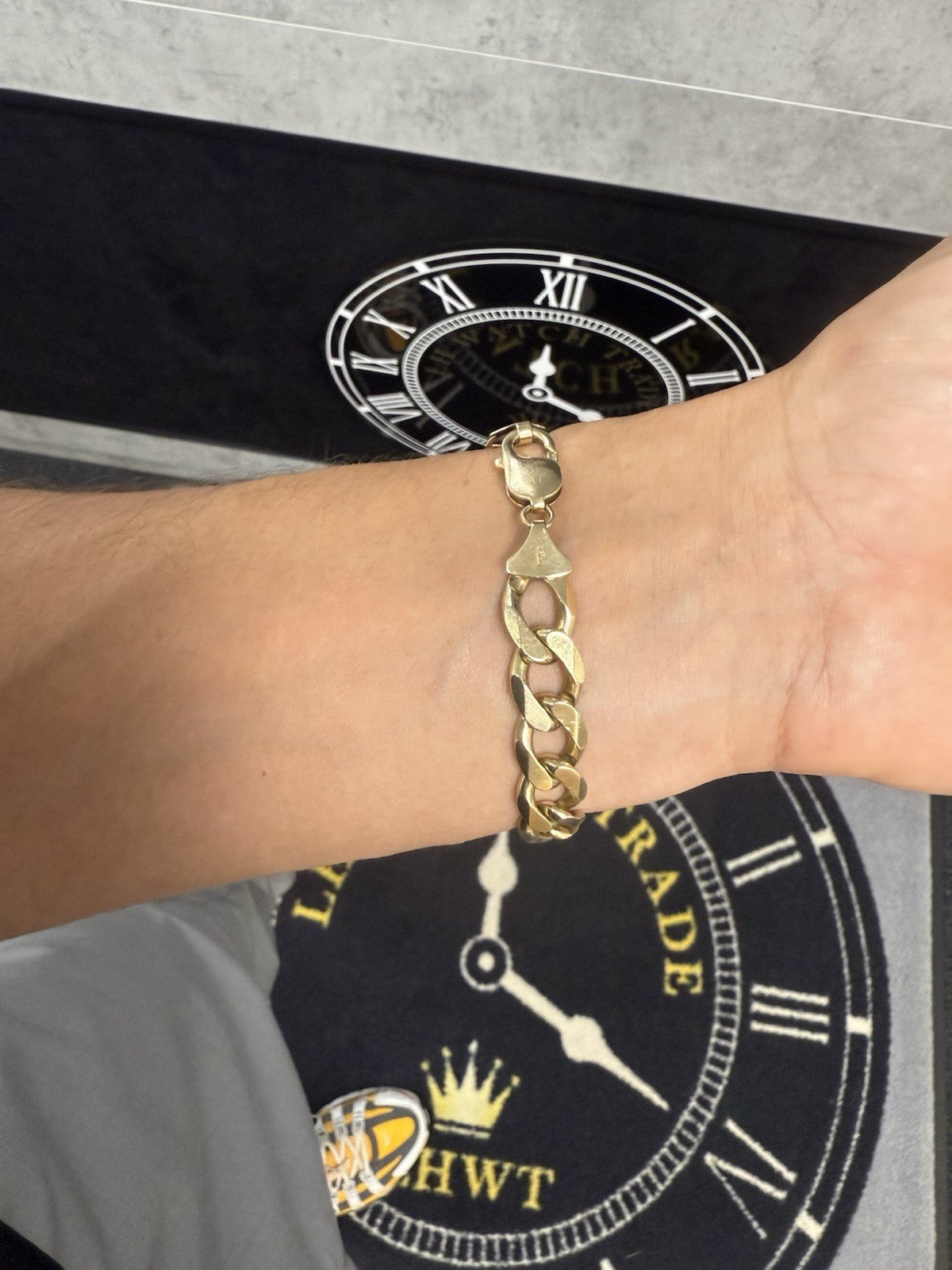 Solid Gold Curb Chain Bracelet 9ct Heavy