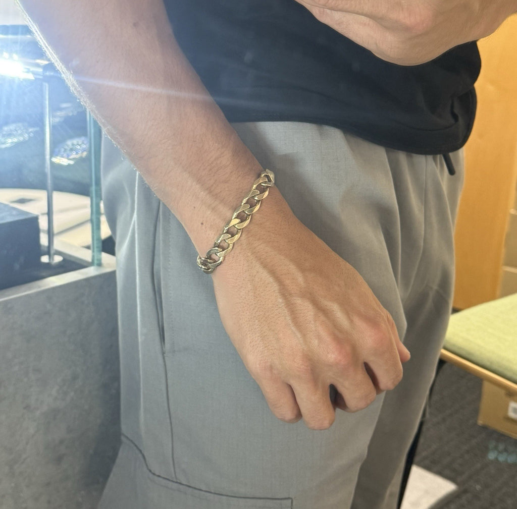 Solid Gold Curb Chain Bracelet 9ct Heavy