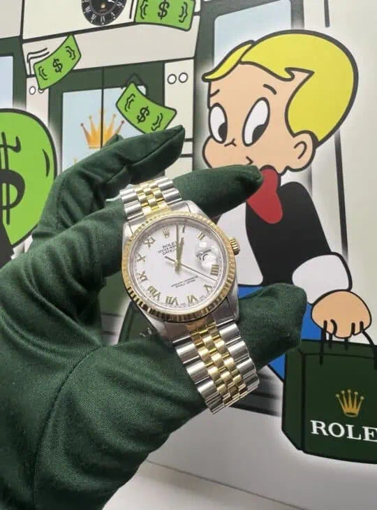 Rolex Datejust 36mm White Roman Dial Fluted Bezel Jubilee